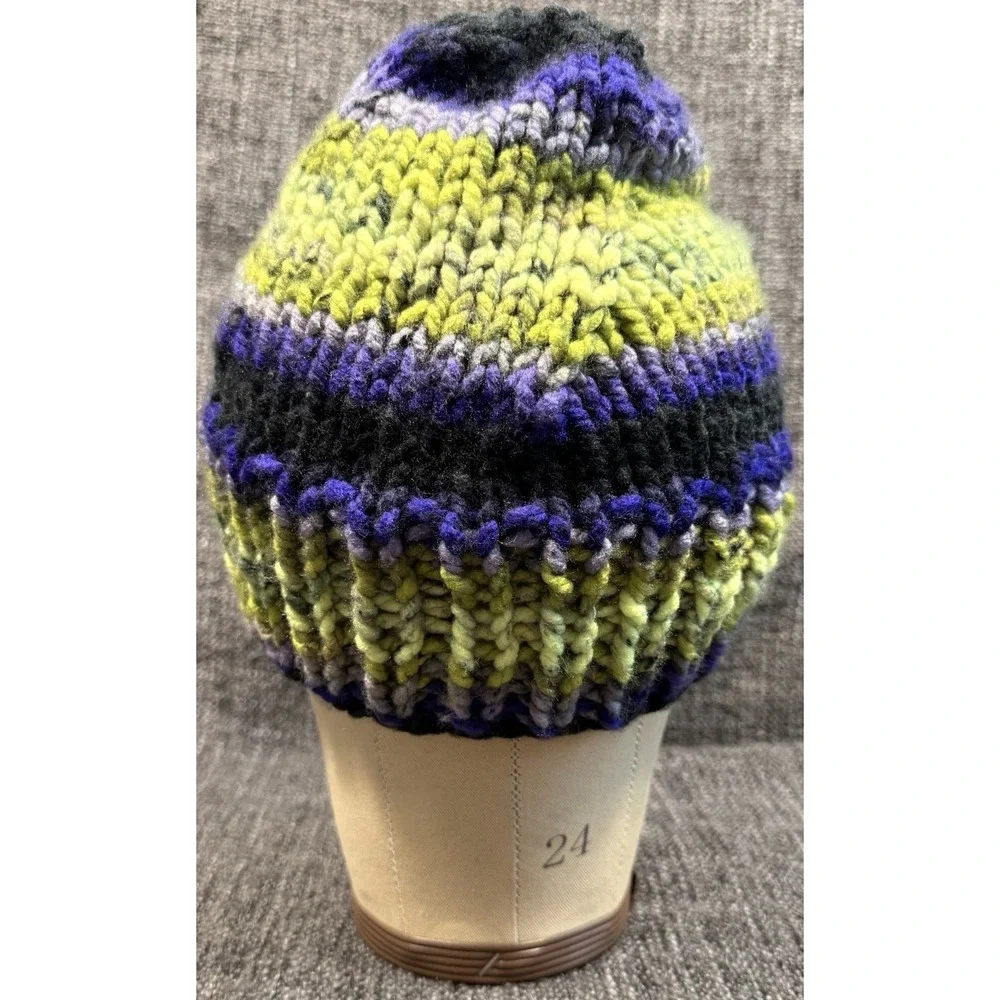 Handmade Chunky Knit Beanie Hat L XL Slouchy Acrylic Winter Cap Unisex